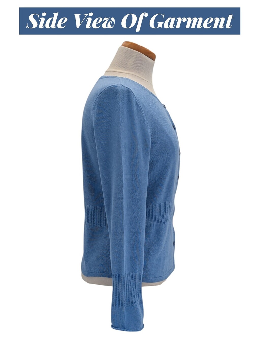 NWT Sigrid Olsen Sz Medium Petite Soft Silk Angora Cardigan Blue Crystal Buttons - Picture 6 of 16